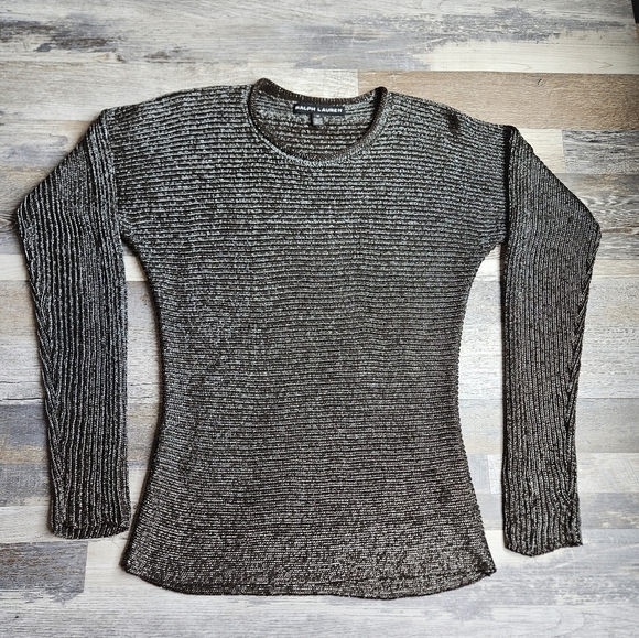 Ralph Lauren Black Label Women's Medium  Metallic Ribbed Knit Sparkly - Picture 1 of 9